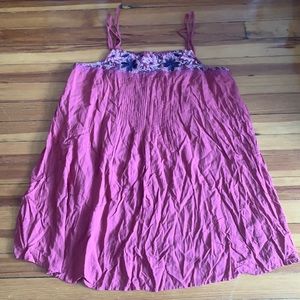 Pleated embroidered mini sundress